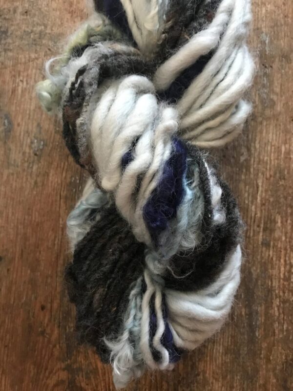 Smoke and Mirrors, Mixed fiber scrappy skein, 54 yards