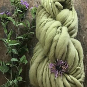 Wild Bee Balm dyed merino, yellow handspun luxury yarn, 50 yards
