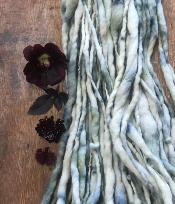 Goth Garden naturally dyed merino, handspun luxury yarn, 50 yard