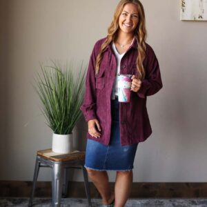 Eggplant Corduroy Button Up Shacket • S-3XL PLUS