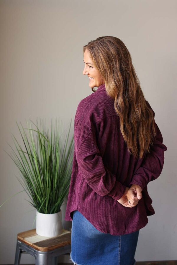 Eggplant Corduroy Button Up Shacket • S-L
