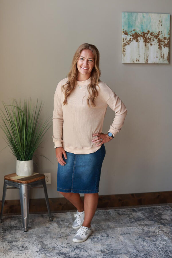 Beige Crewneck Top • S-2XL PLUS