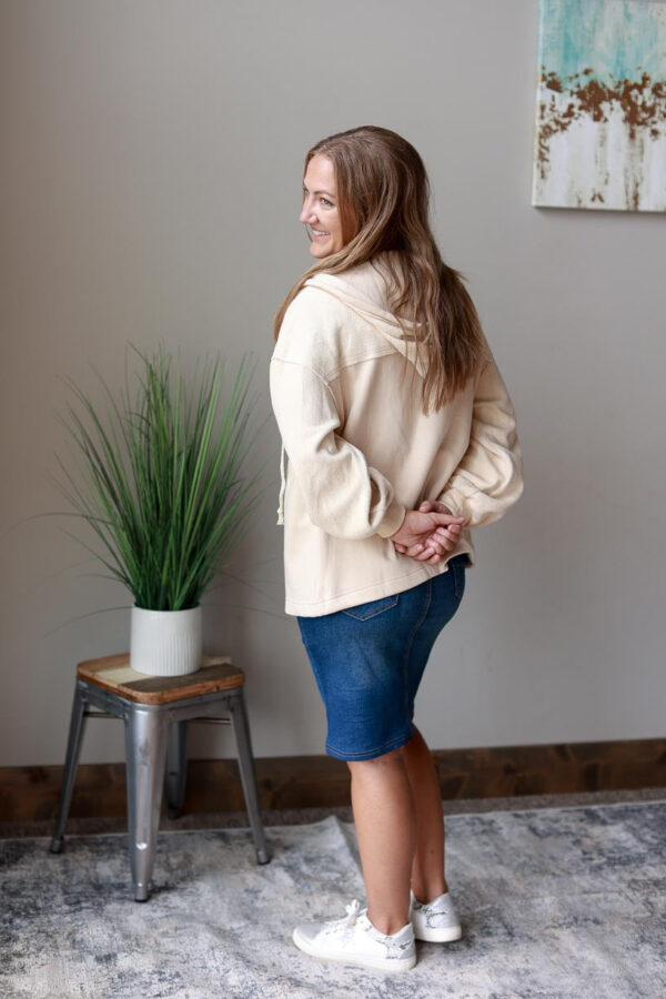 Ivory Hooded Zip Up Jacket