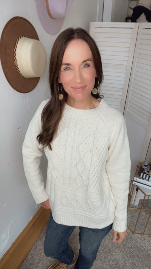 Brooklyn’s Cable Knit Ivory Sweater