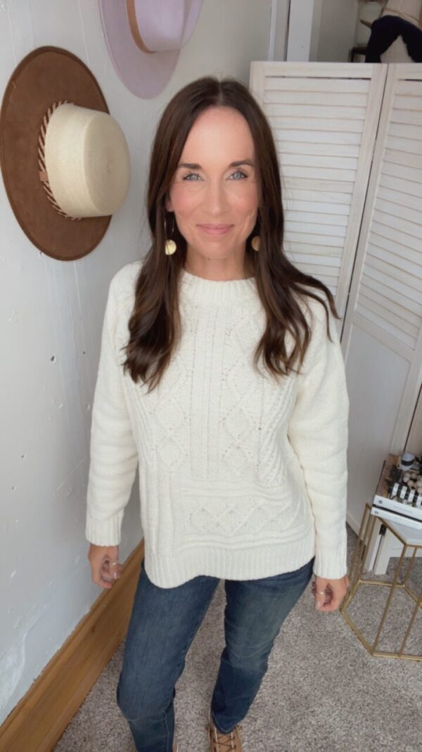 Brooklyn’s Cable Knit Ivory Sweater