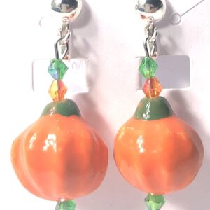 Handmade Orange Pumpkin Clip-On Earrings Halloween Fall Thanksgiving