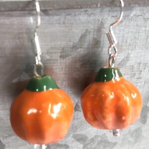 Handmade Orange Pumpkin Earrings Halloween Fall Thanksgiving