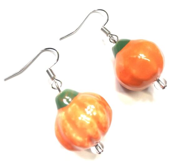 Handmade Orange Pumpkin Earrings Halloween Fall Thanksgiving