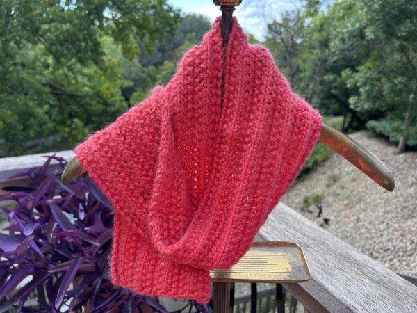 Coral, Peachy Hand Knit Scarf