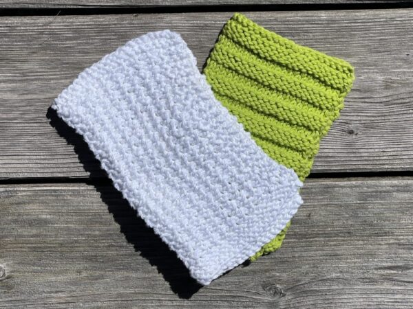 White and Lime Green 100% Cotton Dish/Wash Cloths