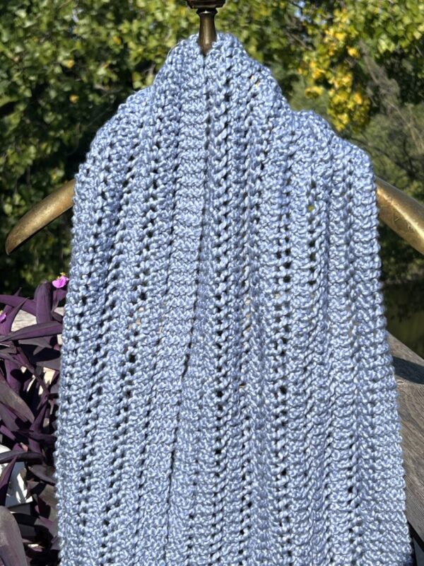 Dusty Blue Hand Knit Scarf