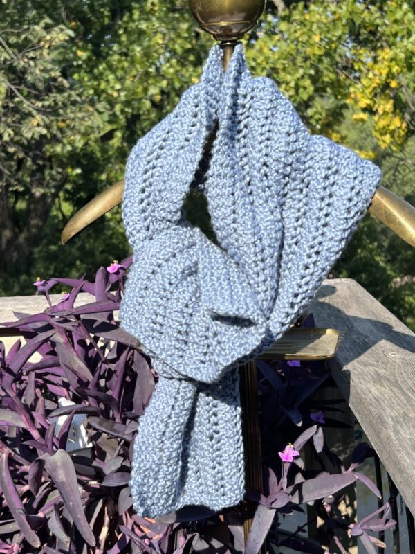 Dusty Blue Hand Knit Scarf