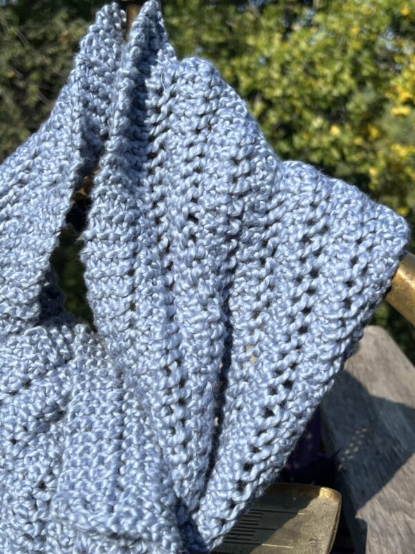 Dusty Blue Hand Knit Scarf