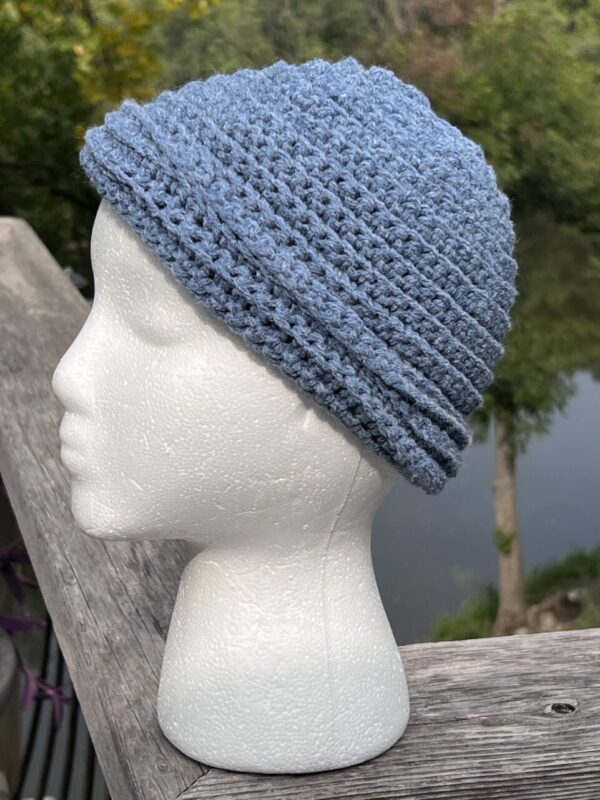 Dusty Blue Crocheted Beanie Hat