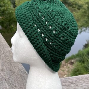 Forest Green Crocheted Messy Bun Hat