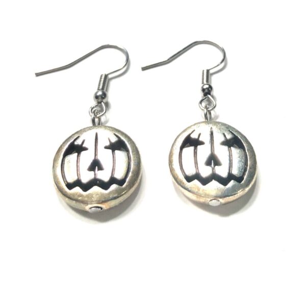 Handmade Silver Color Pumpkin Earrings Halloween Fall Thanksgiving