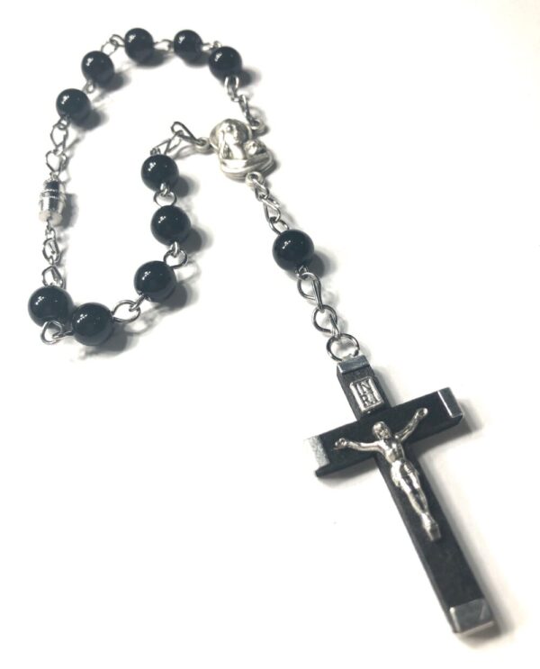 Handmade One Decade Black Car Rosary Rear View Mirror Men Catholic Gift