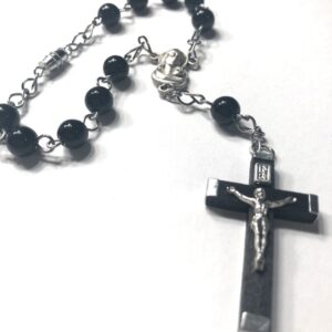 Handmade One Decade Black Car Rosary Rear View Mirror Men Catholic Gift