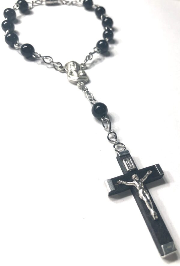 Handmade One Decade Black Car Rosary Rear View Mirror Men Catholic Gift