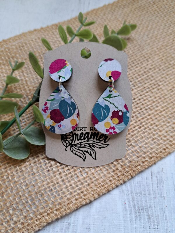Pink & Green Floral Acrylic Earrings