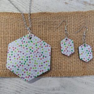 Hexagon Earring Necklace Combo Set