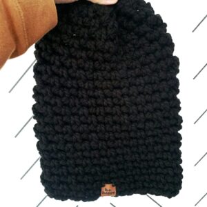Crochet Simple Slouch Hat | Black