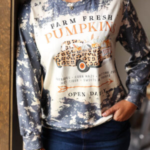 Fresh Pumpkins Bleached Long Sleeve Top
