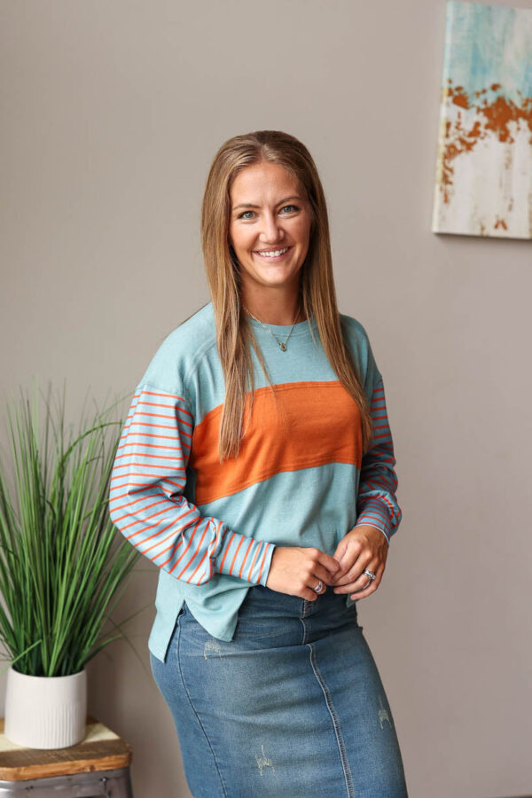 Blue Camel Balloon Sleeve Top