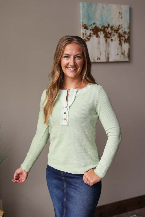 Mint Textured Henley Top • M or 2XL PLUS