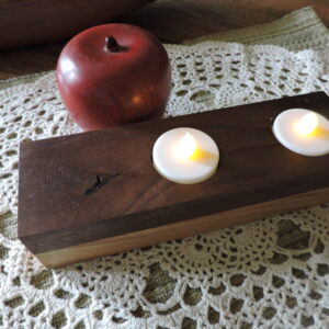 Unique Knot Walnut & Ash Wood Double Tealight Candle Holder