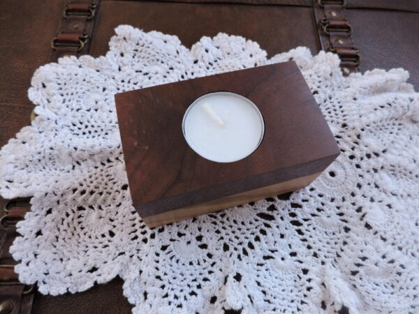 Walnut & Ash Wood Tealight Candle Holder