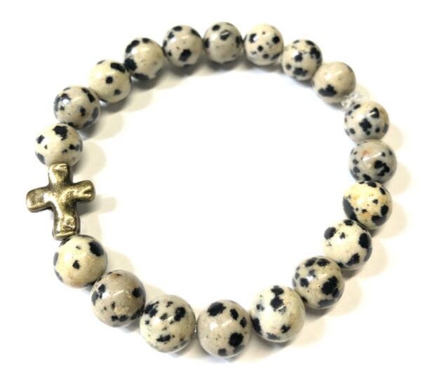 Handmade Dalmatian Jasper Cross Stretch Bracelet