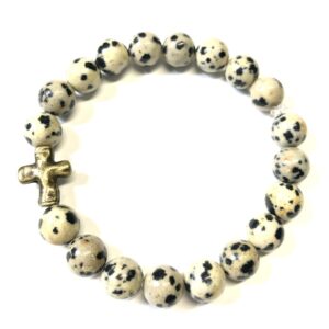 Handmade Dalmatian Jasper Cross Stretch Bracelet