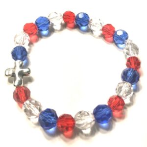 Handmade Patriotic Cross Stretch Bracelet Women Gift