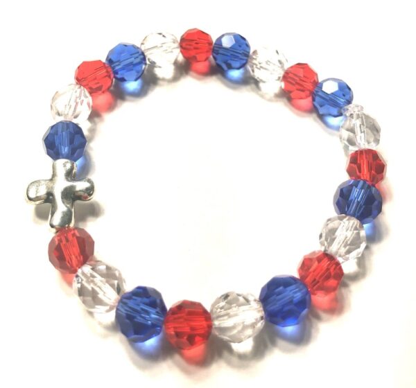 Handmade Patriotic Cross Stretch Bracelet Women Gift