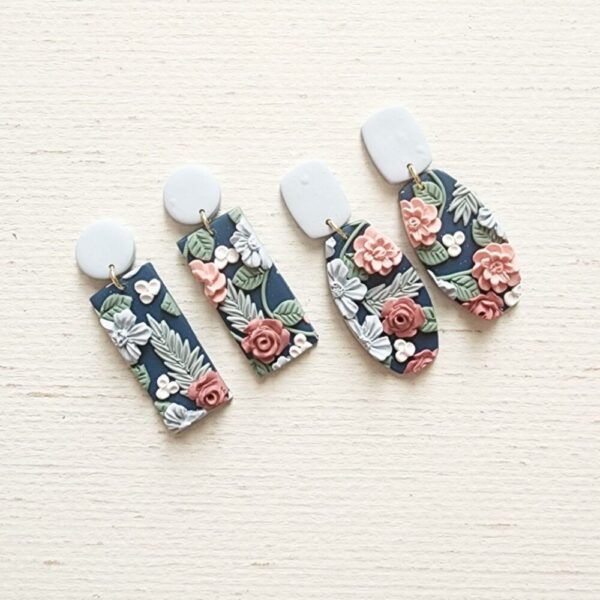 Blue and Pink Floral Earrings