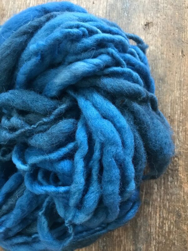 Blue Mood, Mixed fiber indigo dyed scrappy skein, 28 yards