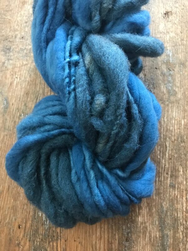 Blue Mood, Mixed fiber indigo dyed scrappy skein, 28 yards