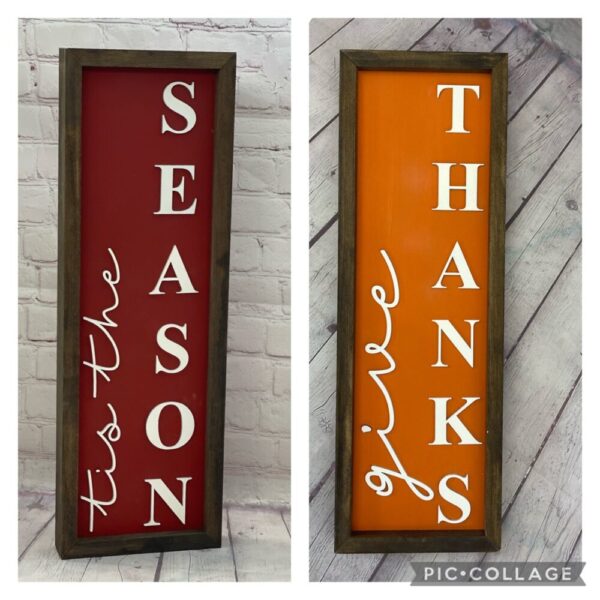 Reversible – Give Thanks Tis The Season 3D Farmhouse Sign | Reversible Holiday Signs | Fall Decor | Christmas Decor