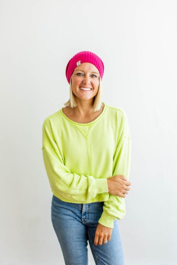 Ribbed Knit Beanie | Bright Pink