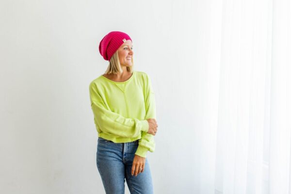 Ribbed Knit Beanie | Bright Pink