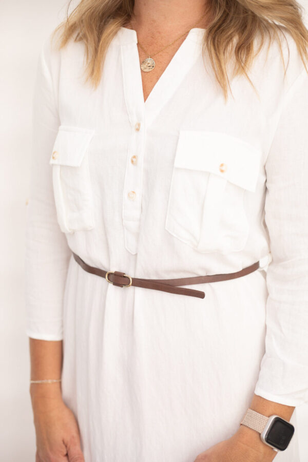 Riley White Belted Dress