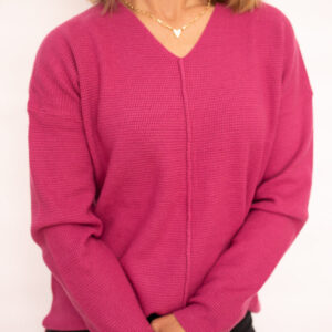 Ruth Center Seamed Berry Pullover Sweater