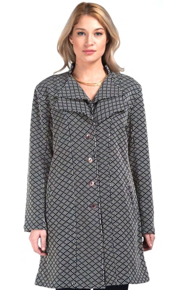 Lined Long Sleeve Button Front Novelty Double Collar Jacket