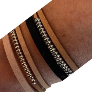 Triple Strip With Beads Magnetic Clasp Bracelet