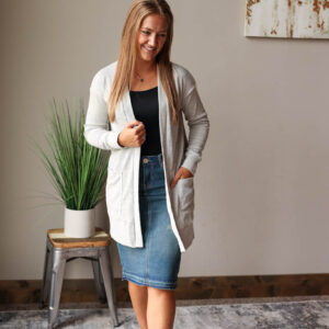 Grey Thermal Open Front Cardigan