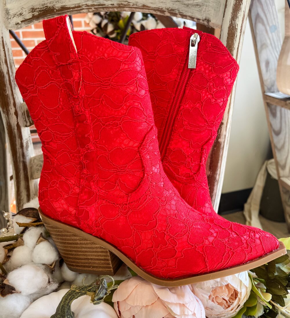 Rowdy Red Lace Boots Shop Iowa