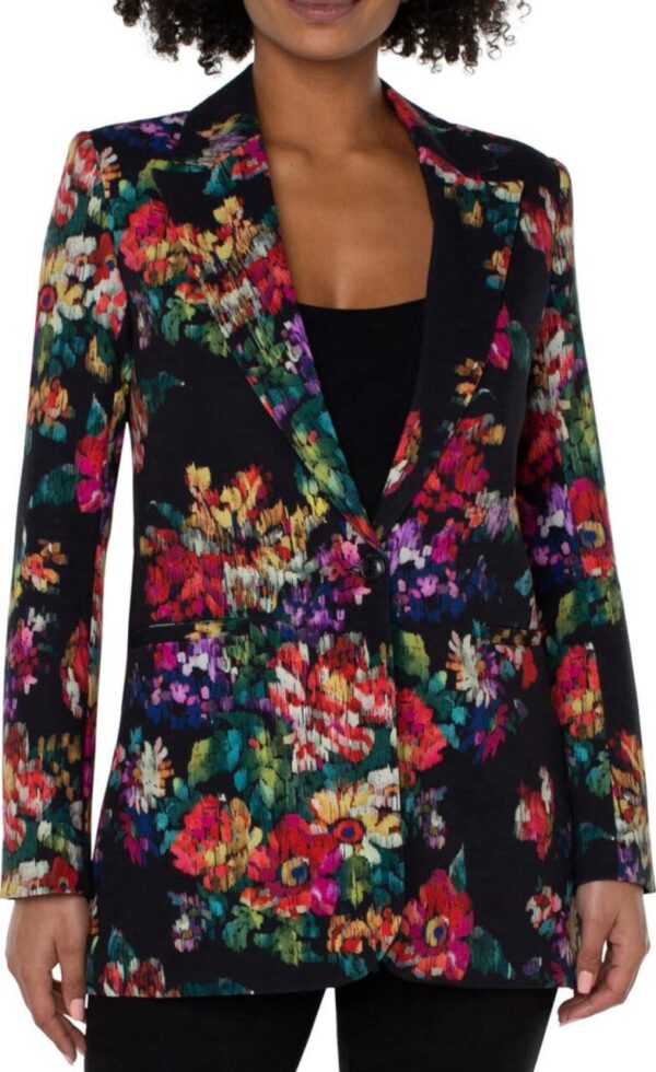 Liverpool Los Angeles Floral One-Button Stretch Blazer