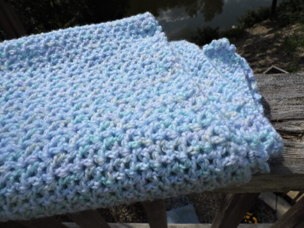 Baby Blue with Touch of Pastels Hand Crocheted Baby ~ Doll Blanket Afghan