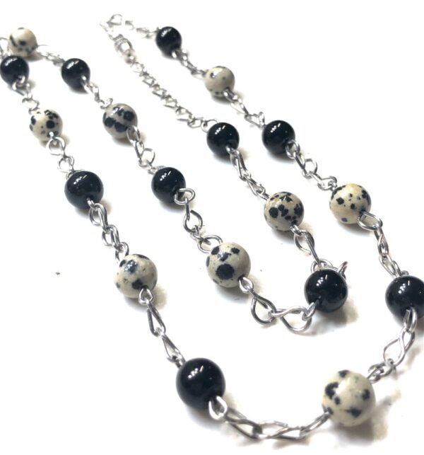 Handmade Dalmatian Jasper Necklace Bracelet Set Women Gift